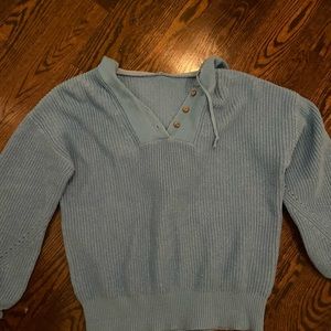 blue knit sweater